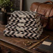 Schwarzes und Tan Herringbone Wrapping Paper Geschenkpapier