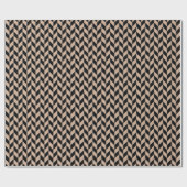 Schwarzes und Tan Herringbone Wrapping Paper Geschenkpapier (Flach)