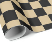 Schwarzes und TAN kariert Geschenkpapier (Rolleneckpunkt)