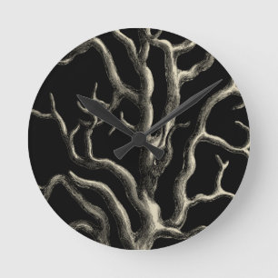 Schwarzes und TAN-Koralle Runde Wanduhr