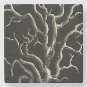 Schwarzes und TAN-Koralle Steinuntersetzer