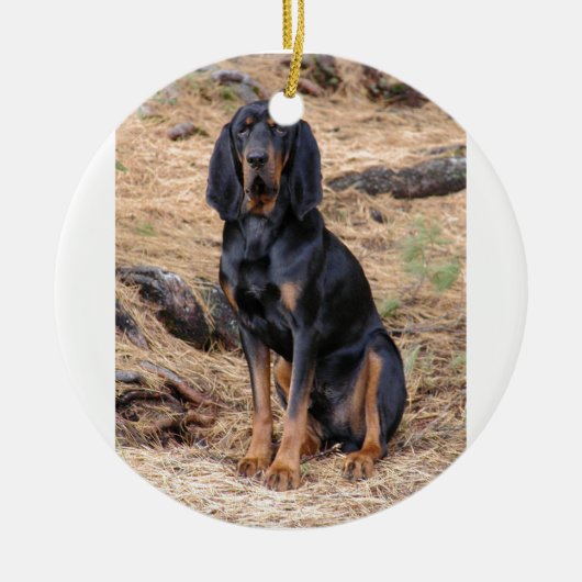 Schwarzes und TANcoonhound-Hund Keramik Ornament (Vorne)