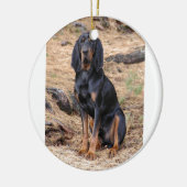 Schwarzes und TANcoonhound-Hund Keramik Ornament (Links)