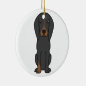 Schwarzes und TANcoonhound-HundeCartoon Keramik Ornament (Rechts)