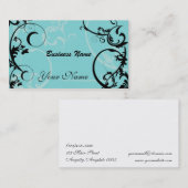 Schwarzes und Türkis-BlumenVisitenkarte Visitenkarte (Vorne/Hinten)