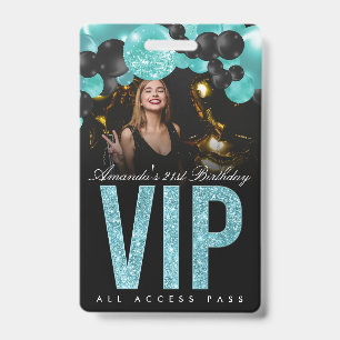 Schwarzes und Türkises anpassbares VIP All-Access- Ausweis