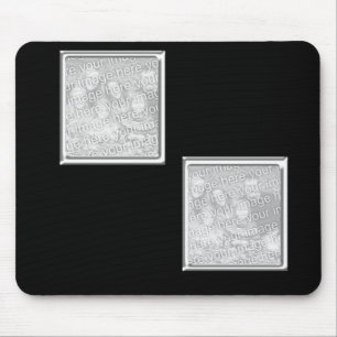 Schwarzes und versilbern den Rahmen mit 2 Fotos Mousepad