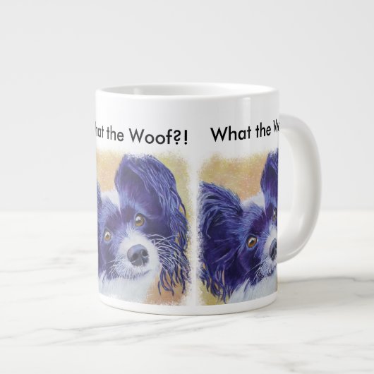 SCHWARZES UND WEISES PAPILLON Jumbo-Tasse (Vorderseite Rechts)