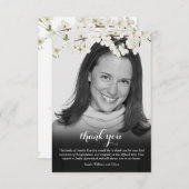 Schwarzes und Weiß Foto Blossom Blumenbeerdigung Dankeskarte (Vorne/Hinten)