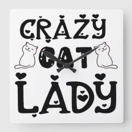 SCHWARZES UND WEISS KATZLADY-SPRICHWORT QUADRATISCHE WANDUHR