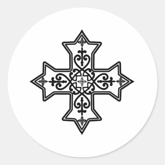 Schwarzes und Weiß-Kopftkreuz Runder Aufkleber (Vorderseite)