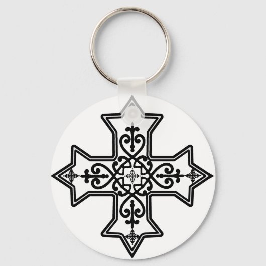 Schwarzes und Weiß-Kopftkreuz Schlüsselanhänger (Vorderseite)