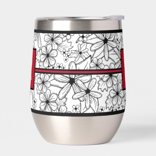 Schwarzes und Weiß-Muster: Mit Monogramm Rotes Mus (Links)