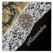 Schwarzes und weißer Spitzekristall des Fliese (Vorderseite)