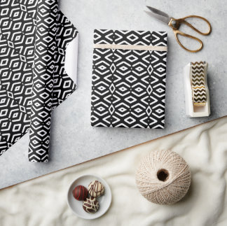 Schwarzes und weißes afrozentrisches Mudcloth-insp Geschenkpapier