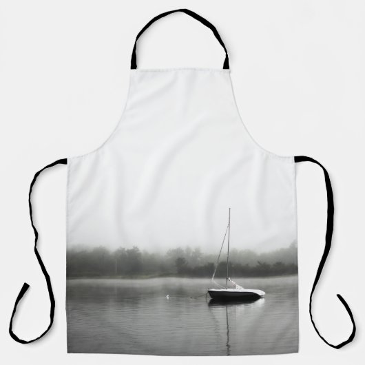SCHWARZES UND WEISSES BOOT AM SEE SCHÜRZE (Vorderseite)