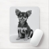 Schwarzes und weißes Chihuahua-Welpe-Foto Mousepad (Mit Mouse)
