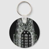 Schwarzes und Weißes Chrysler-Gebäude Schlüsselanhänger (Vorderseite)