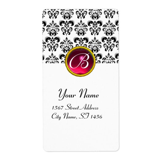 SCHWARZES UND WEISSES DAMASK-MONOGRAMM, Rosa Ruby (Vorne)