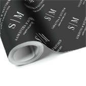 Schwarzes und weißes einfaches Paar-Monogramm Geschenkpapier (Rolleneckpunkt)