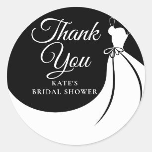 Schwarzes und weißes elegantes Brautkleid-Bridal-S Runder Aufkleber