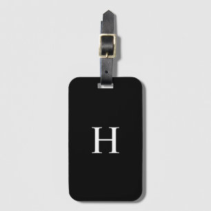 Schwarzes und weißes elegantes Monogramm-Gepäckanh Gepäckanhänger