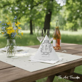 Schwarzes und weißes florales Hochzeitsmonogramm Serviette