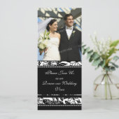 Schwarzes und weißes Foto Hochzeitsfeier Erneuerba Einladung (Stehend Vorderseite)