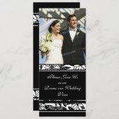 Schwarzes und weißes Foto Hochzeitsfeier Erneuerba Einladung (Vorne/Hinten)