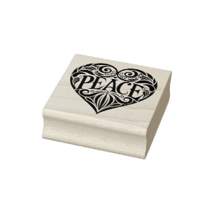 SCHWARZES UND WEISSES FRIEDENSHERZ GUMMISTEMPEL