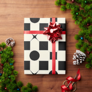 Schwarzes und weißes geometrisches Muster mit Krei Geschenkpapier