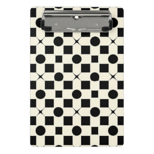 Schwarzes und weißes geometrisches Muster mit Krei Mini Klemmbrett