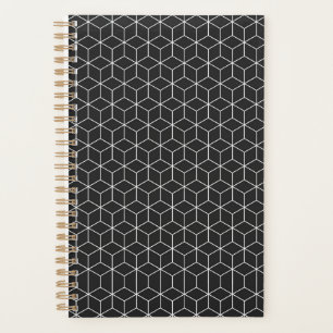 Schwarzes und Weißes Geometrisches Würfelmuster Planer