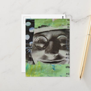 Schwarzes und weißes Gesicht mit Punkten in Brieff Postkarte