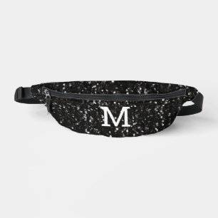 Schwarzes und weißes glänzendes Glitter Funkeln Mo Bauchtasche