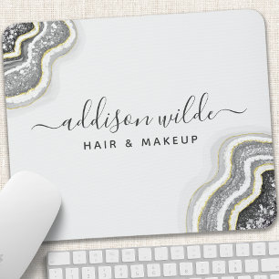 Schwarzes und weißes Glitter-Achat-Geode Luxe Chic Mousepad