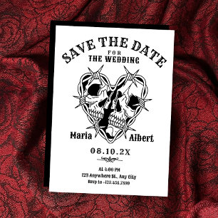 Schwarzes und weißes gotisches Schädel-Paar Hochze Save The Date