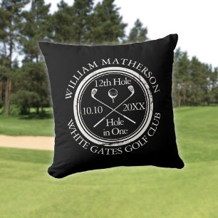 Schwarzes und weißes Hole-in-One personalisiert Kissen