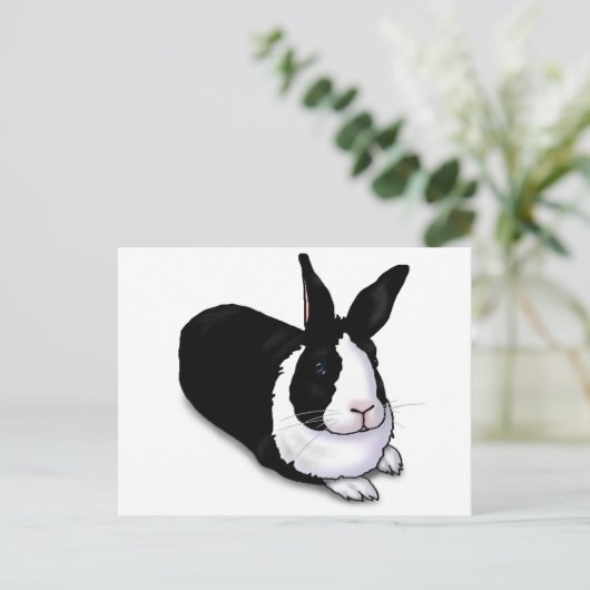 Schwarzes und weißes Kaninchen Postkarte (Stehend Vorderseite)