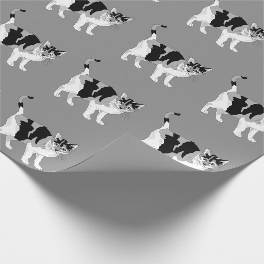 SCHWARZES UND WEISSES KATZPATTERPAPIERpapier Geschenkpapier (Ecke)
