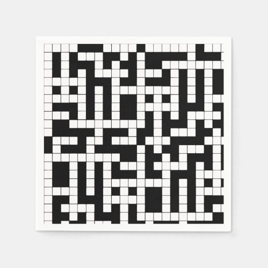 Schwarzes und weißes Kreuzwortpapier Napkins Serviette (Vorderseite)
