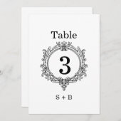 schwarzes und weißes Laub Wappen Hochzeit Einladung (Vorne/Hinten)