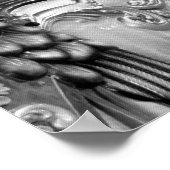 Schwarzes und weißes Merry-Go-Round-Pferd Poster (Ecke)