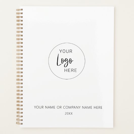 Schwarzes und weißes Minimalistisches Unternehmen Planer (Vorderseite)