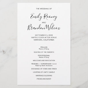 Schwarzes und weißes modernes Budget-Hochzeitsprog Flyer