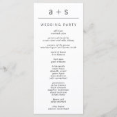 Schwarzes und Weißes Monogramm Moderne Minimalisti Programm (Rückseite)