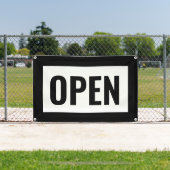 SCHWARZES UND WEISSES OFFENES SIGN BANNER (Insitu)