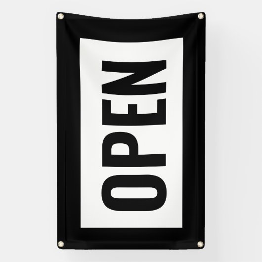 SCHWARZES UND WEISSES OFFENES SIGN BANNER (Vertikal)