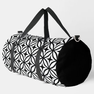 Schwarzes und Weißes Ogee und Sternmuster Duffle Bag