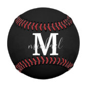 schwarzes und weißes personalisiertes Monogramm-In Baseball (Rückseite)